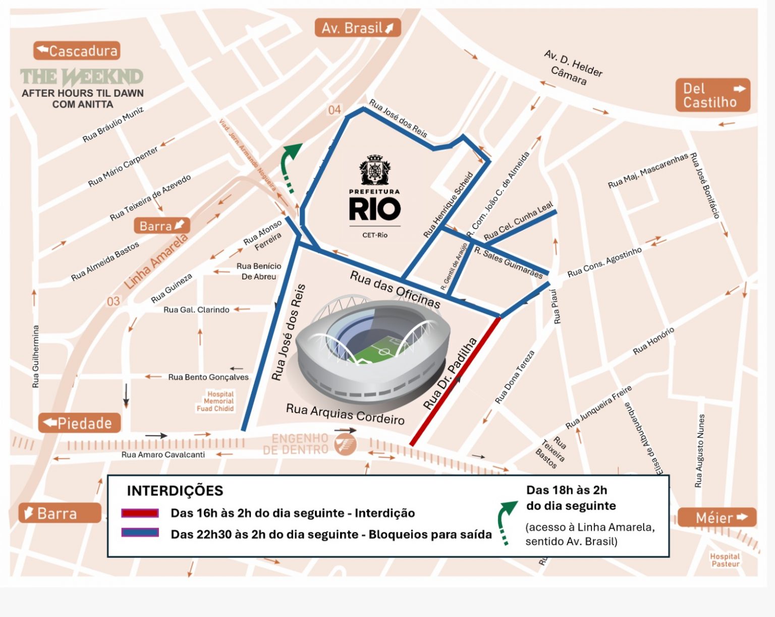 CET-Rio prepara operação especial de trânsito para show de The Weeknd no domingo (26)