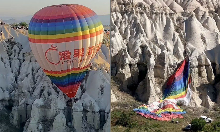 Balão com 20 Turistas Cai na Capadócia Devido a Forte Rajada de Vento